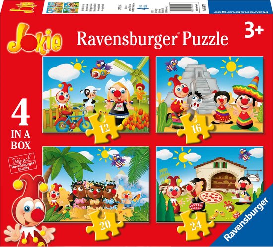 Ravensburger Jokie reist om de wereld - 12+16+20+24 stukjes - kinderpuzzel