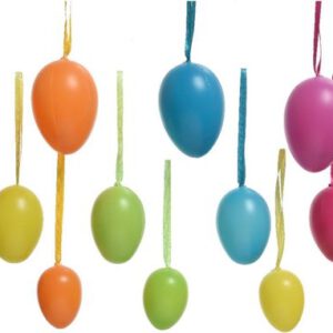 24x Gekleurde plastic/kunststof Paaseieren 6 cm - Paaseitjes voor Paastakken  - Paasversiering/decoratie Pasen