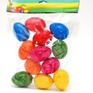 12x stuks Paaseieren Paastakken hangdecoratie Pasen thema marmer kleurenmix 6 cm - Paasversiering