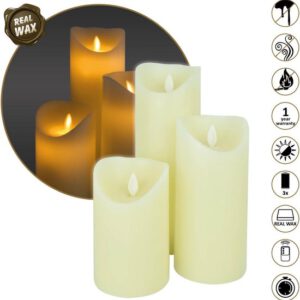 O'DADDY® LED Kaarsen - Led kaarsen met bewegende vlam - led kaarsen met afstandbediening - led kaars - led kaarsen met timer - led kaarsen met flikkerende vlam - met timer en dim functie - Warm Wit Licht - Crème - set van 3 maten 12.5+18+22 - 8d